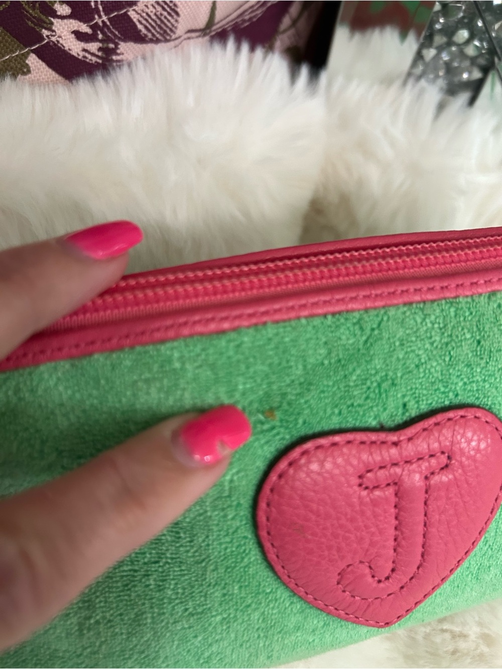 Rare Y2K Vintage 2006 Juicy Royal Couture Watermelon Green Pink Cosmetic Bag - Picture 11 of 15